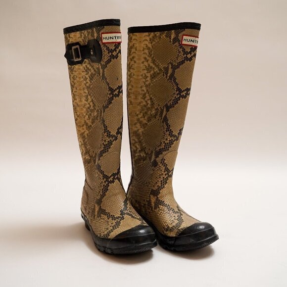 Hunter Shoes - Hunter Carnaby Snake Python Print Rain Boots